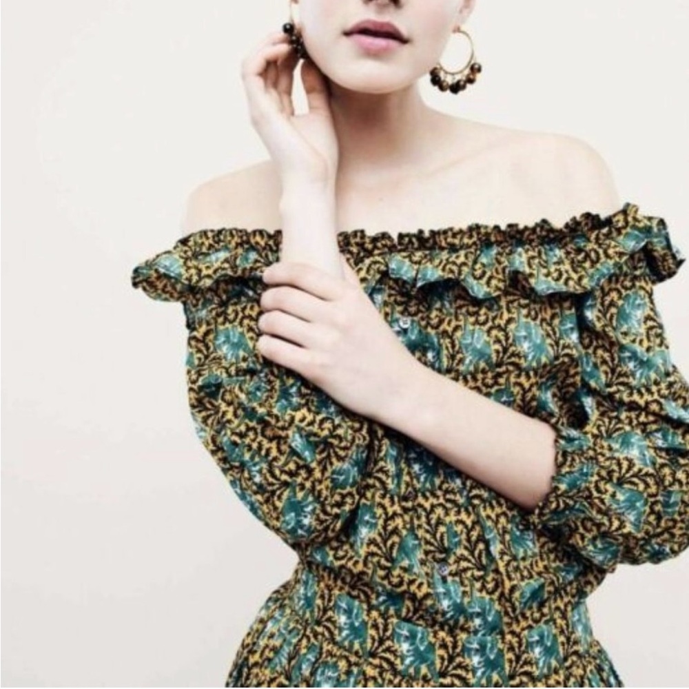 J. CREW Ruffled Elephant Print Blouse - Picture 5 of 15